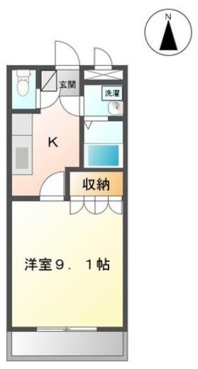 ヴィラージュ(1K/1階)の間取り写真