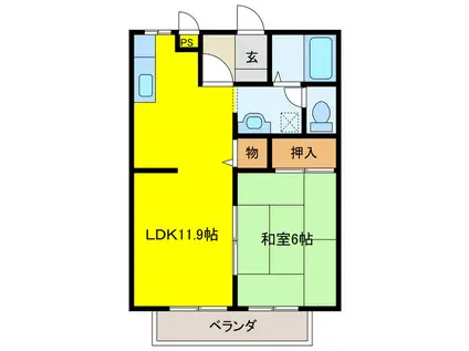 サンガーデンみちづか(1LDK/1階)の間取り写真