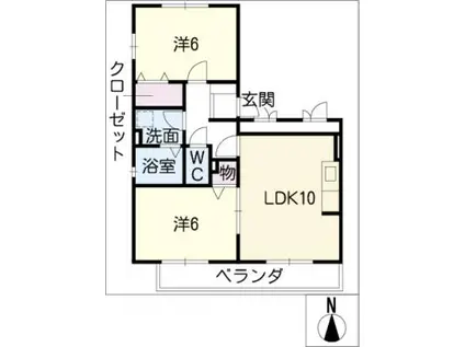 シャトル稲生(2LDK/1階)の間取り写真