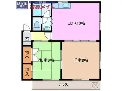メゾン西古河(2LDK/1階)の間取り写真