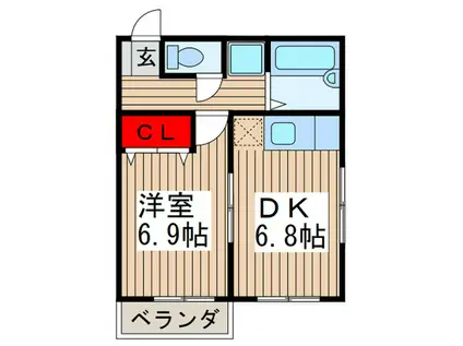 リモージュ三井(1DK/2階)の間取り写真