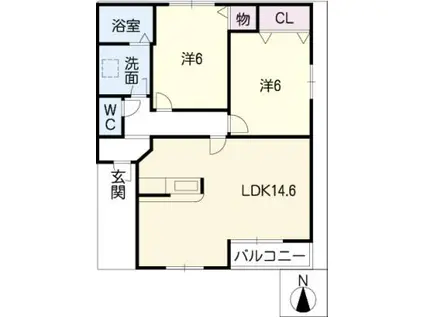 ヴィラ・ウエスト南館(2LDK/1階)の間取り写真