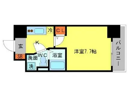 セレニテ本町エコート(1K/3階)の間取り写真