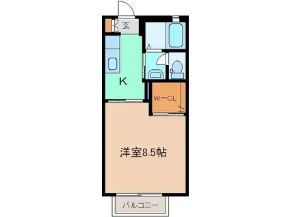 ネオ・リファインド III(1K/2階)の間取り写真