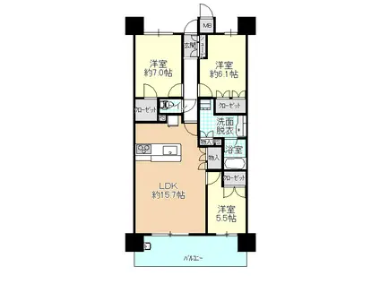 プレミスト徳山ザ・レジデンス(3LDK/8階)の間取り写真