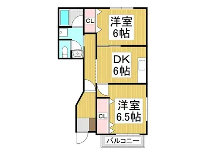 ファミーユ松原B棟(2DK/1階)の間取り写真