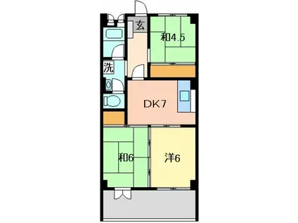 久保田コーポラス(3DK/2階)の間取り写真