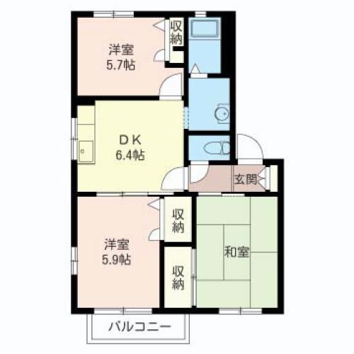 クレスト広田III(3DK/2階)の間取り写真