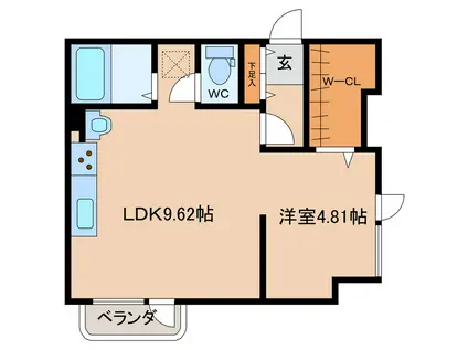 ド・フールネス716(1LDK/2階)の間取り写真