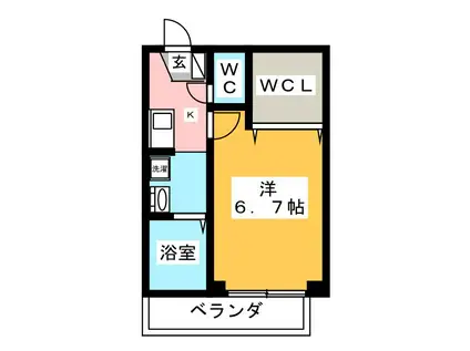 メゾンモンターニュ(1K/1階)の間取り写真
