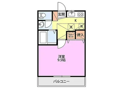 ライトウィン(1K/1階)の間取り写真