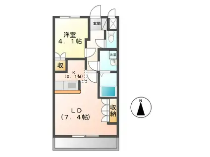 WINGROAD II(1LDK/1階)の間取り写真