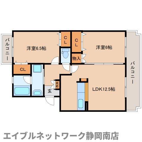 アムール高田(2LDK/3階)の間取り写真