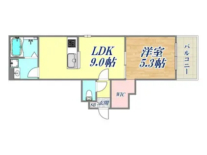 KEYビレッジ東鳴尾(1LDK/2階)の間取り写真