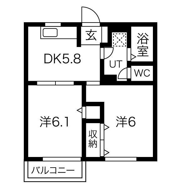 ファミール蓼野(2DK/2階)の間取り写真