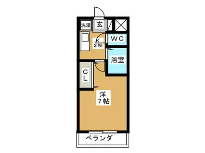 エクセル貴多川第7(1K/3階)の間取り写真
