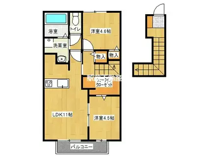IKJ・クレール・シェソワI(2LDK/2階)の間取り写真