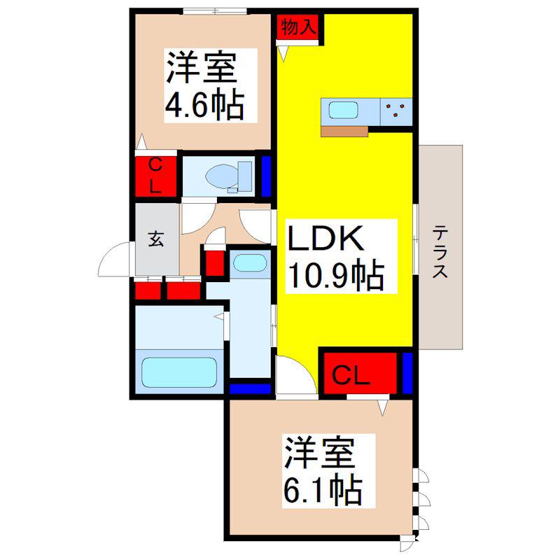 MIRAIS(2LDK/1階)の間取り写真