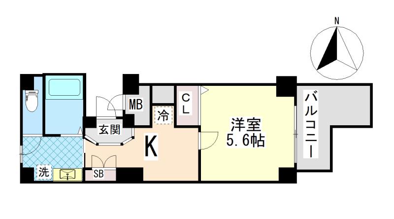 ブロスコート六甲II(1DK/7階)の間取り写真