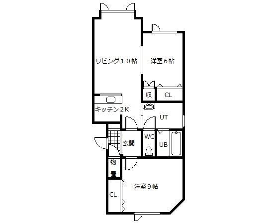 アンダンテF(2LDK/1階)の間取り写真