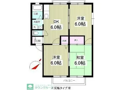 ジュネス松戸(3DK/1階)の間取り写真