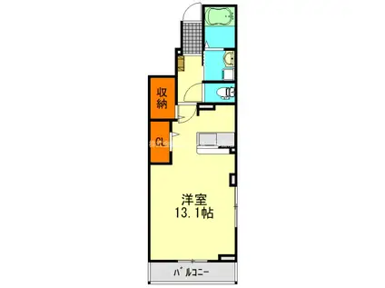 クラスターヒル(ワンルーム/1階)の間取り写真