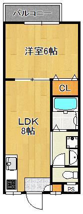 暁マンション(1LDK/2階)の間取り写真
