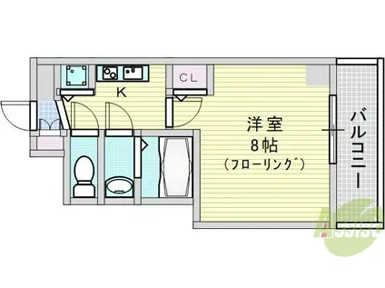 ディームス江坂(1K/8階)の間取り写真