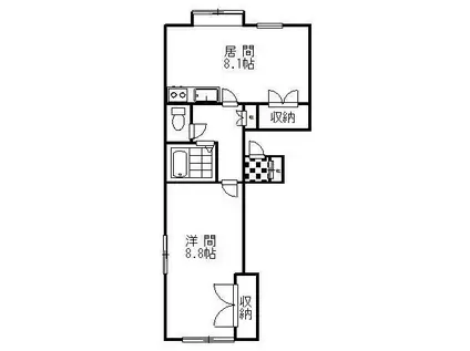 コーポサンライト貝塚(1LDK/1階)の間取り写真