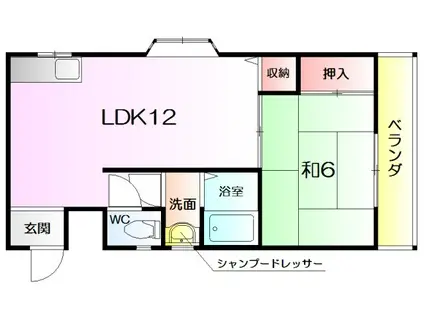 瀧本マンション(1LDK/3階)の間取り写真