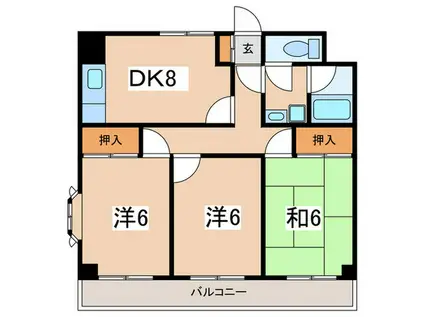 グランデール緑園(3DK/4階)の間取り写真