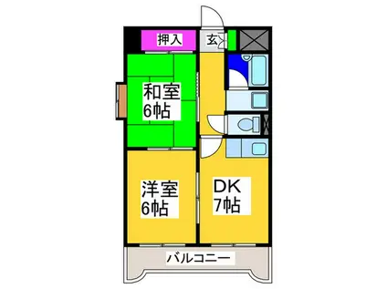 エクセル勝山(2DK/6階)の間取り写真