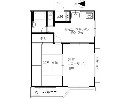 村上コーポ 民泊不可 手無 事務所 振分 シェア可(2DK/2階)の間取り写真