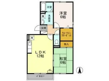 SEJOUR COSMOS A棟(2LDK/1階)の間取り写真