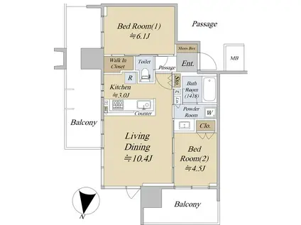 シティタワーズ板橋大山サウスタワー(2LDK/4階)の間取り写真