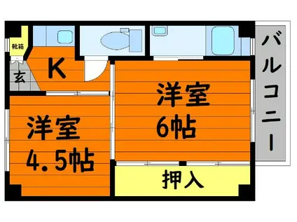 ソラーナ川辺 I(2K/3階)の間取り写真