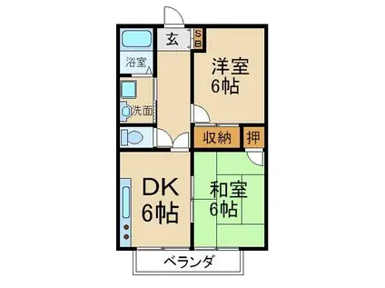 ラメール佐野(2DK/1階)の間取り写真