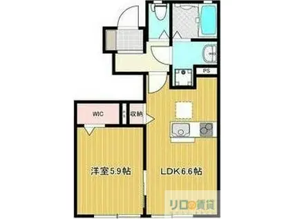 フェリーチェ生瀬東(1LDK/1階)の間取り写真