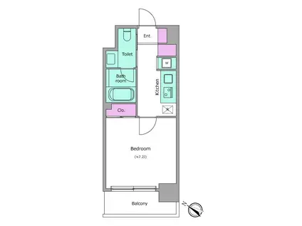 レジディア中目黒II(1K/9階)の間取り写真