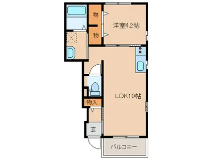 ロード早水I・II(1LDK/2階)の間取り写真