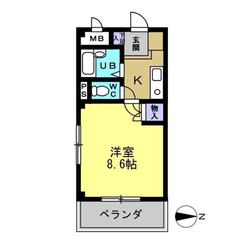 グレイスコート樹木(1K/3階)の間取り写真
