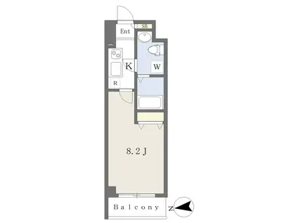 フォートレジデンス鉄砲町(1K/2階)の間取り写真