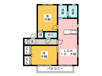 ラフィーネAB(2LDK/2階)の間取り写真
