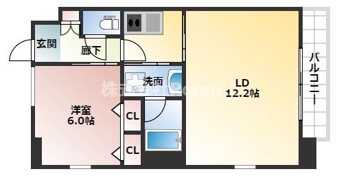S-RESIDENCE淀屋橋(1DK/2階)の間取り写真
