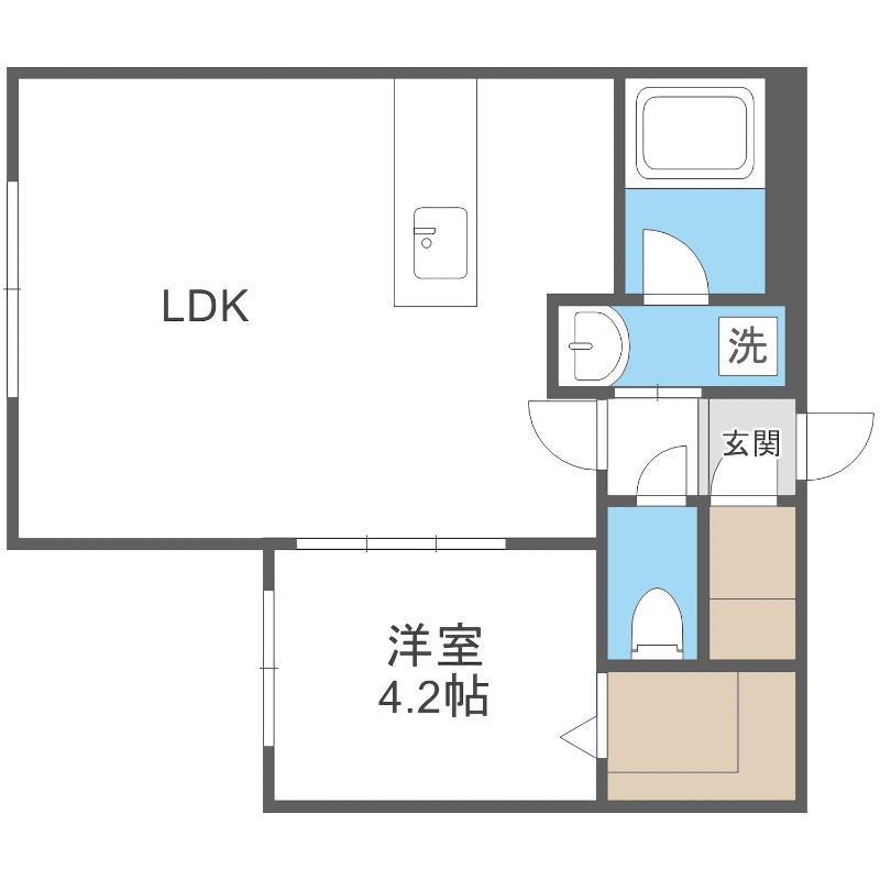 カレラ学園前(1LDK/2階)の間取り写真