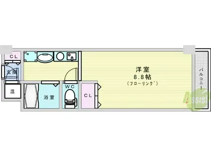 ラ・エスポワール(1K/4階)の間取り写真