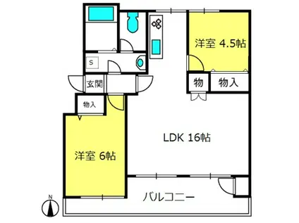 大宮吉敷町団地1号棟(2LDK/1階)の間取り写真