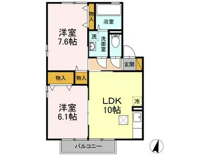 コーポガーベラ A棟(2LDK/1階)の間取り写真