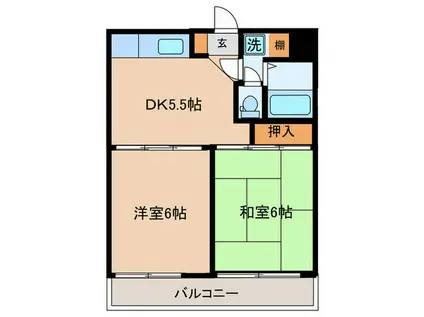 コーポササヨ(2DK/3階)の間取り写真