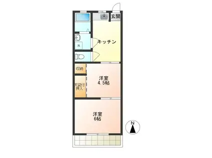 ホワイトコーポ(2DK/2階)の間取り写真